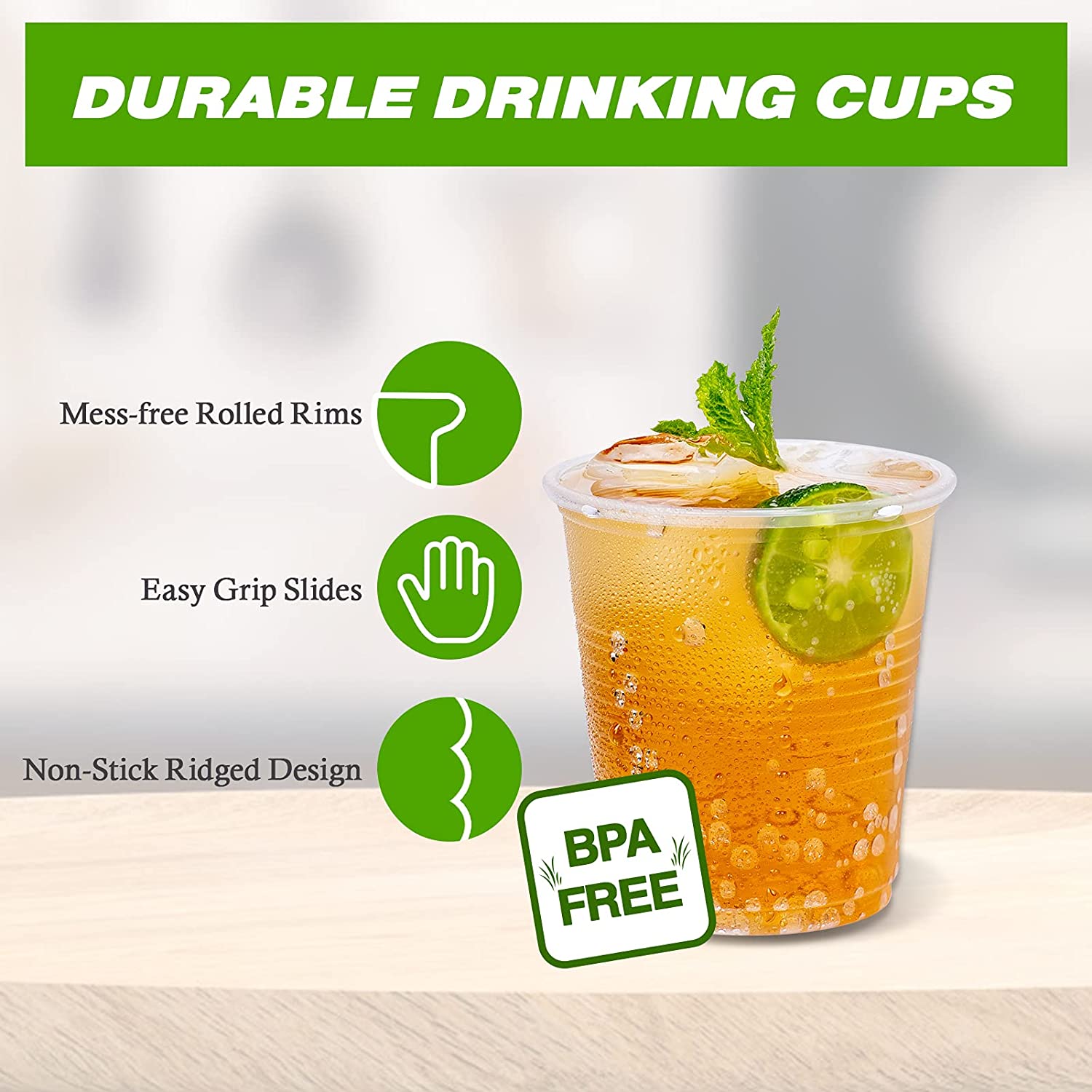 Plastic Cups with Lids - 24 oz - BPAs-Free Clear Plastic Cups - Rolled Rim  Disposable Coffee Cups - Clear Cups for Water, Soda & Juice - 100 Pieces  Drinking Cups 