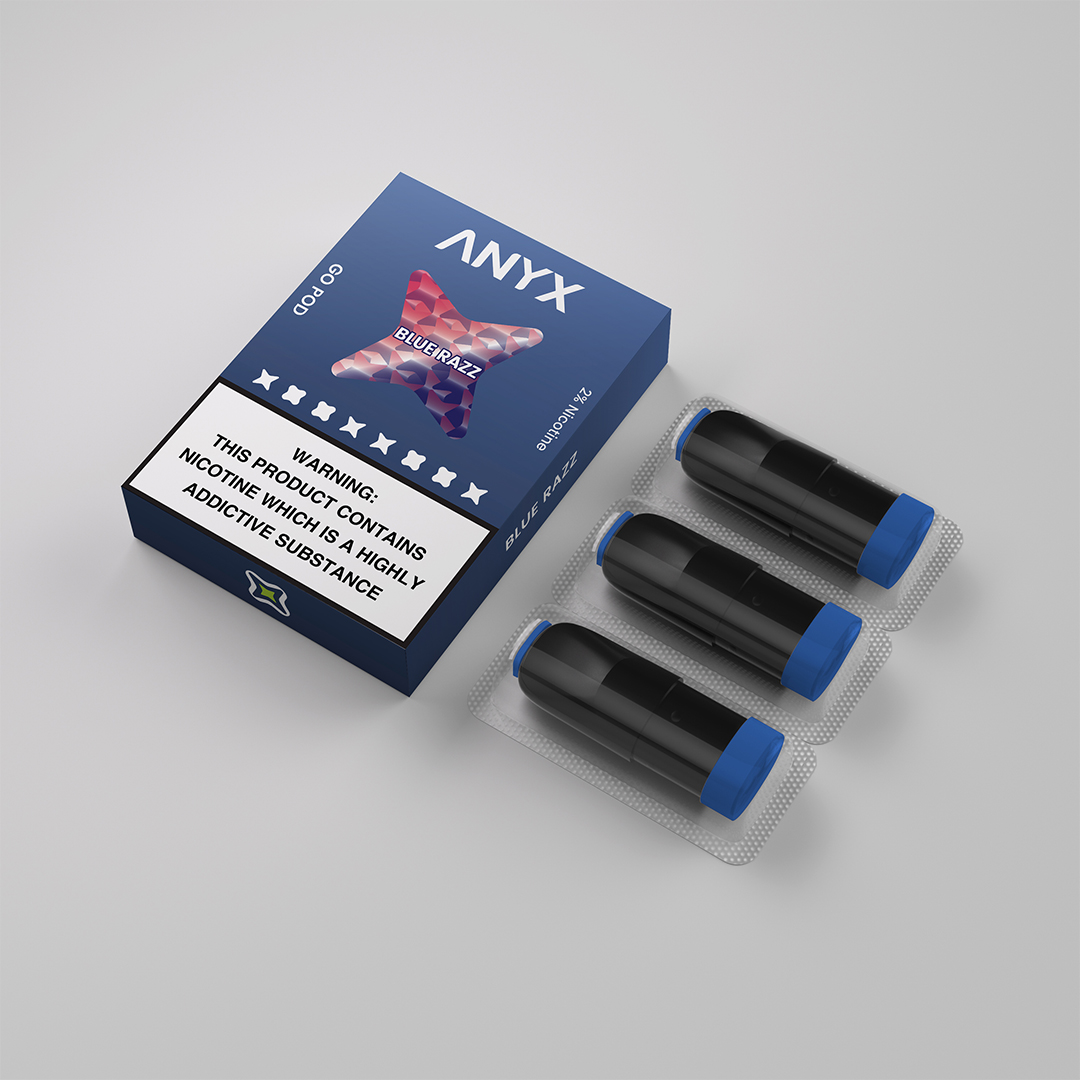 ANYX-Go-Vape-Pods-Blue-Razz-Vape-Flavors-One-Pack-contains-Three-Pods