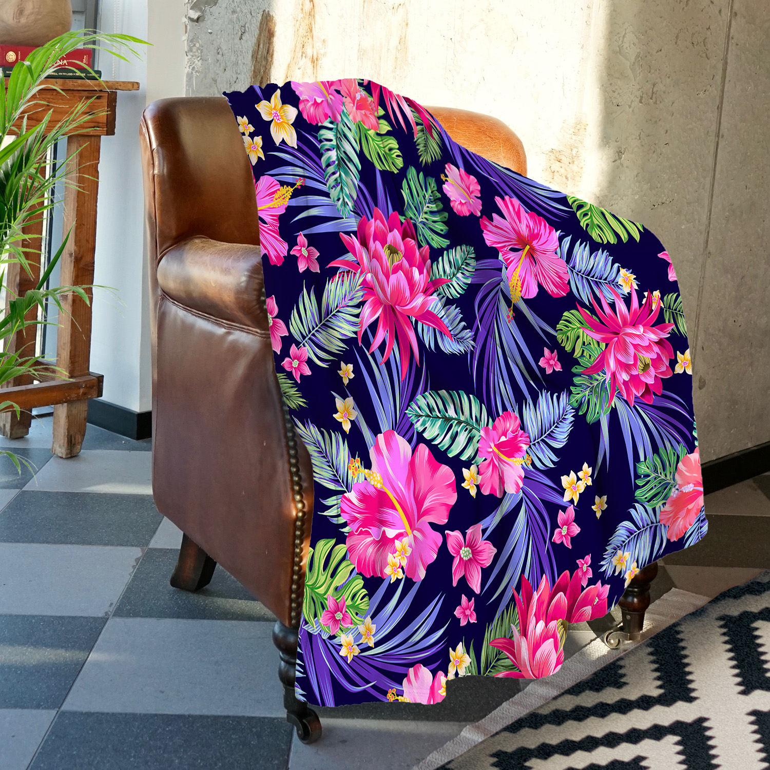 Batmerry Tropical Flowers Throw Blanket for Couch Sofa Bed,Tropical ...