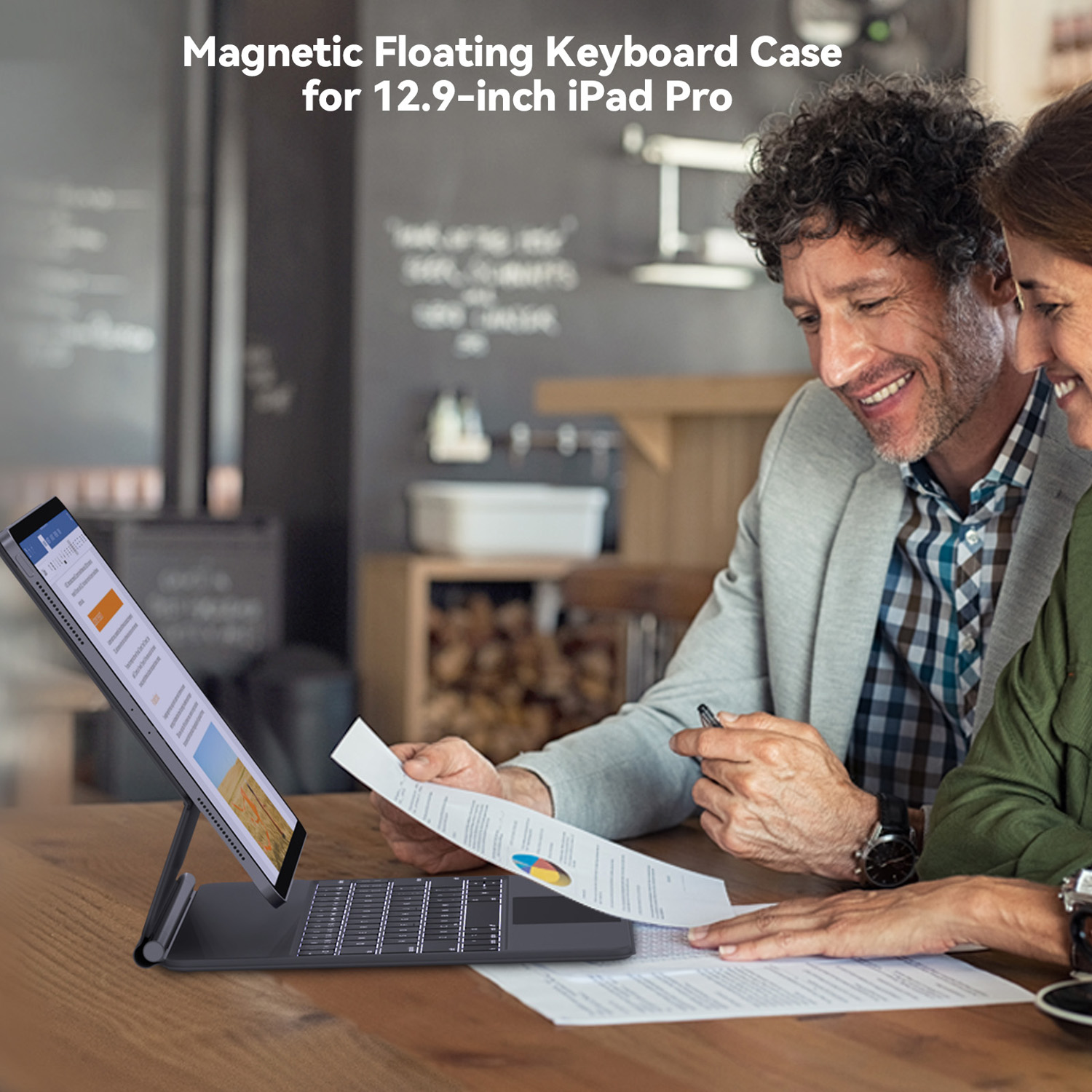 AUSDOM Funda de teclado para iPad Pro 12.9: teclado inteligente magnético  flotante mágico para iPad Pro de 12.9 pulgadas (6ª, 5ª, 4ª y 3ª  generación)